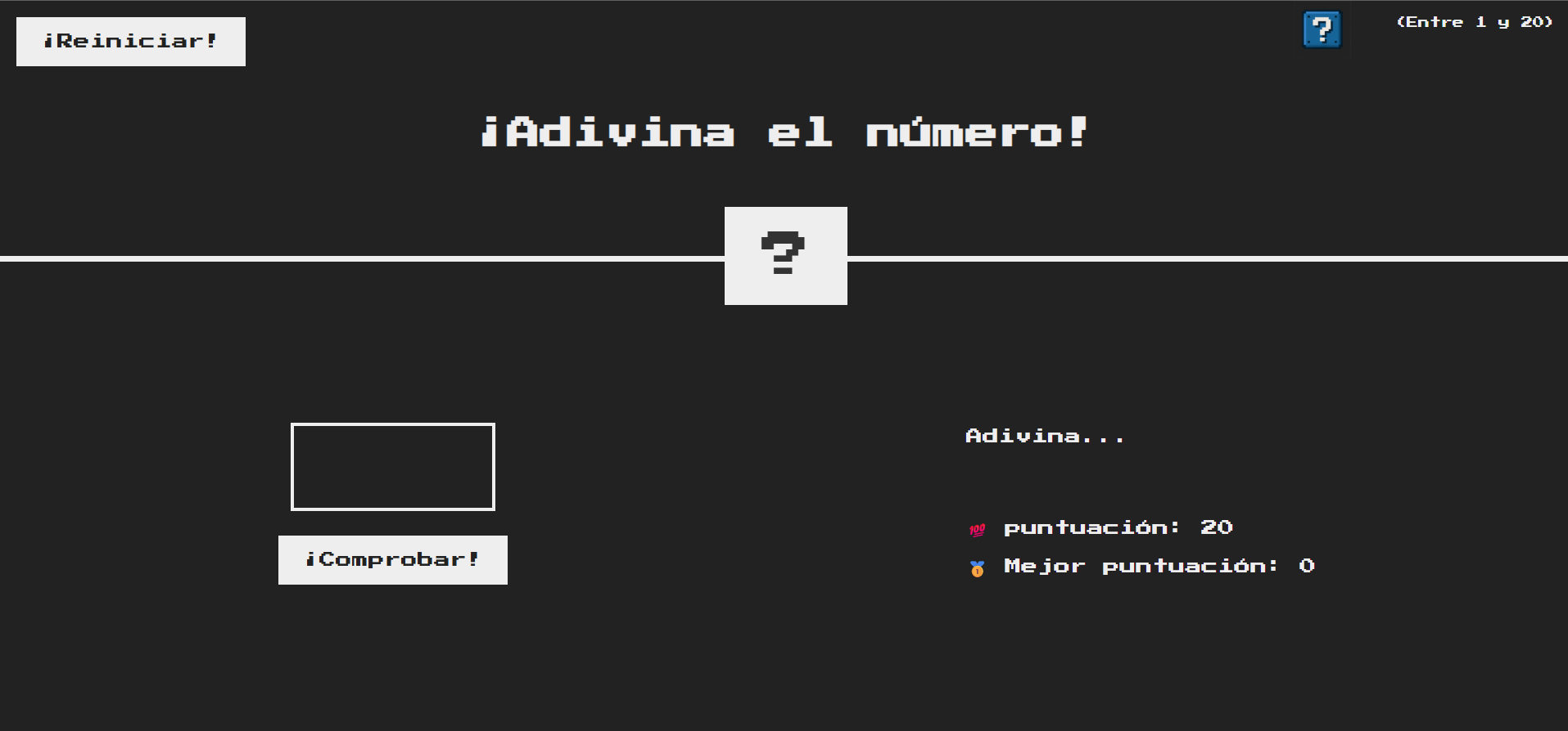 Captura de pagina de adivina el numero